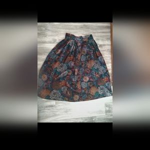 Vintage purple floral wool skirt